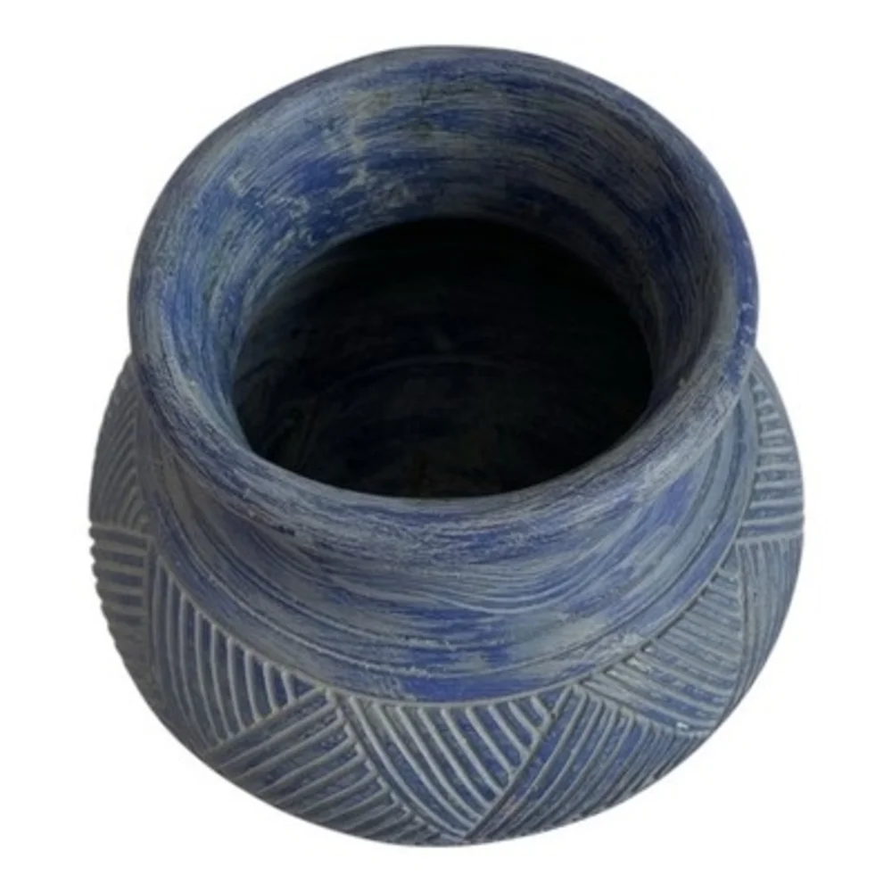 Hallmark Blue Carved Studio Pottery Vase Tribal Design 8.5” Very Good Condition
